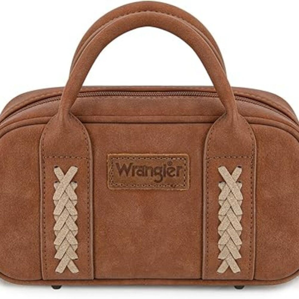 New Wrangler Crossbody Purse Women Barrel Bag Mini Top Handle Bag Brown